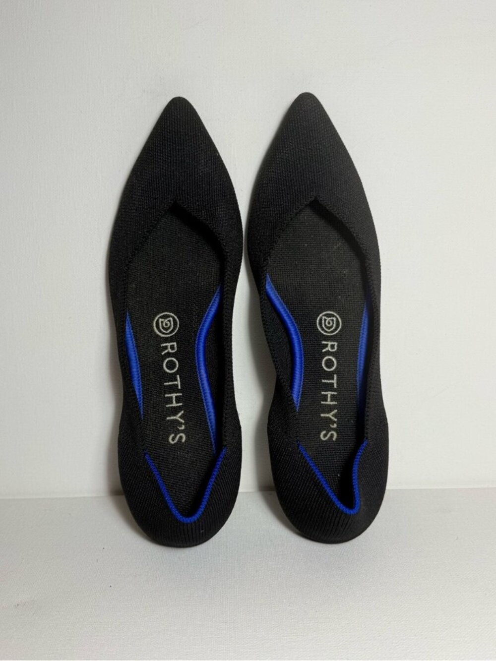 Rothy's The Point Womens Ballet Flat Black Knit Slip On Pointed Toe Size 8